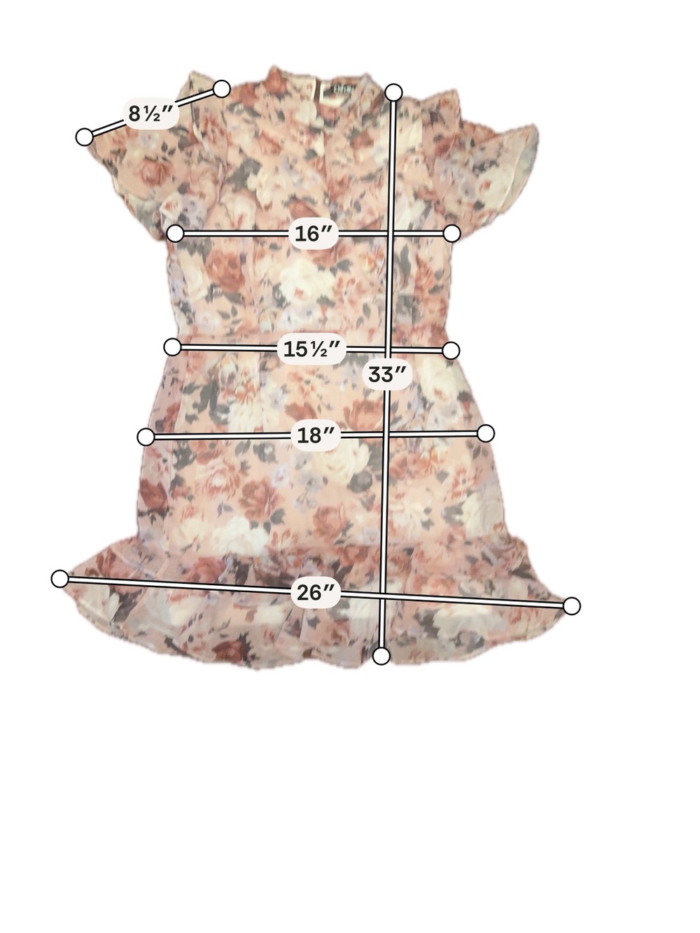 chic Blush Floral Ruffle Mini Dress - Picture 4 of 5